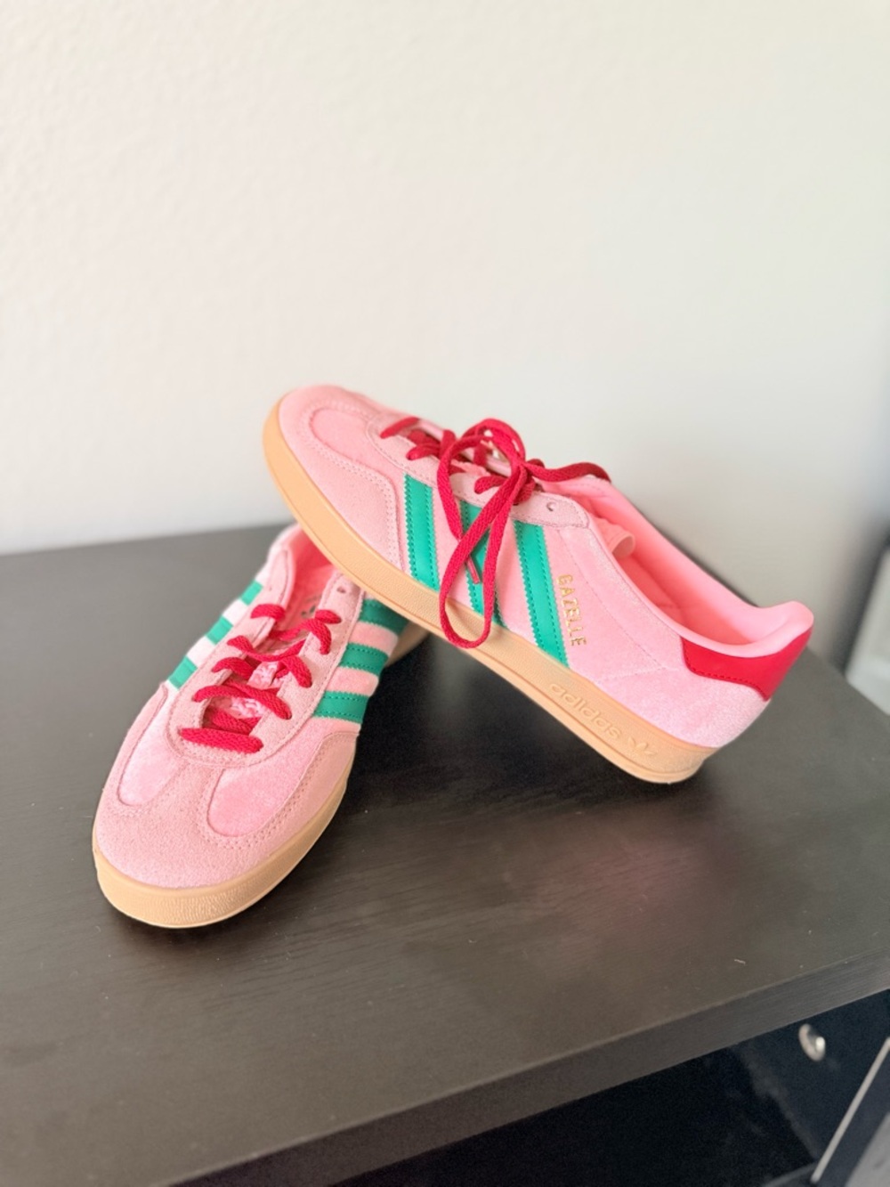 Adidas Gazelle Indoor Sneakers Pink Green Gum Sole Womens Size 6 NWT